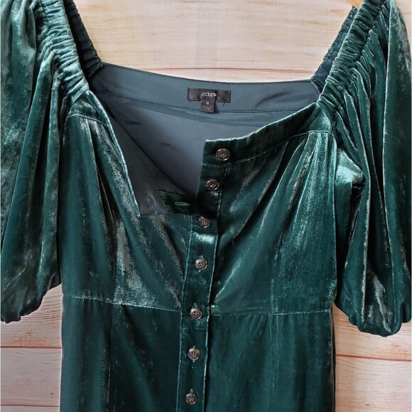 J. Crew Puff Sleeve Velvet Button Front Dress - Picture 8 of 12